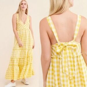 Free People | Dresses | Free People Beach Club Tiered Maxi Dress In Yellow  Gingham Size Medium | Poshmark